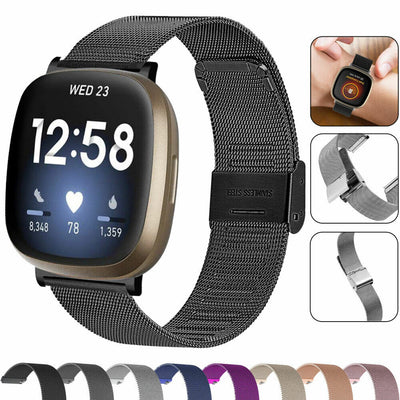 Milanese Stainless Steel Watch Band for Fitbit Versa 4, 3 & Fitbit Sense 2, 1