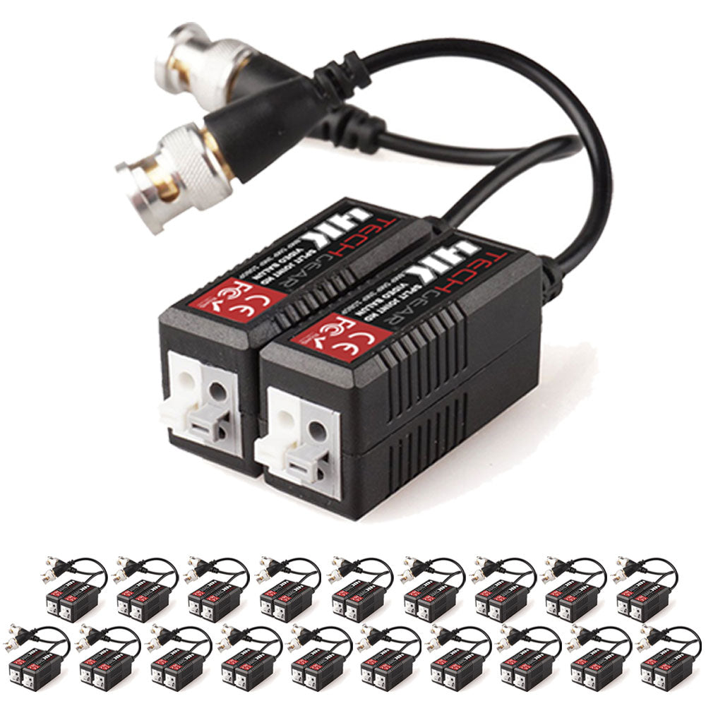 TECHGEAR CCTV Video Balun 4K 8MP BNC to RJ45 Connector, Easy Press-Fit - Passive UTP CAT5/6 Camera Adapter (Multi Pack Pairs)
