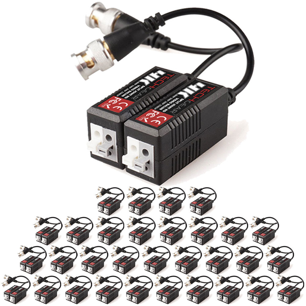 TECHGEAR CCTV Video Balun 4K 8MP BNC to RJ45 Connector, Easy Press-Fit - Passive UTP CAT5/6 Camera Adapter (Multi Pack Pairs)