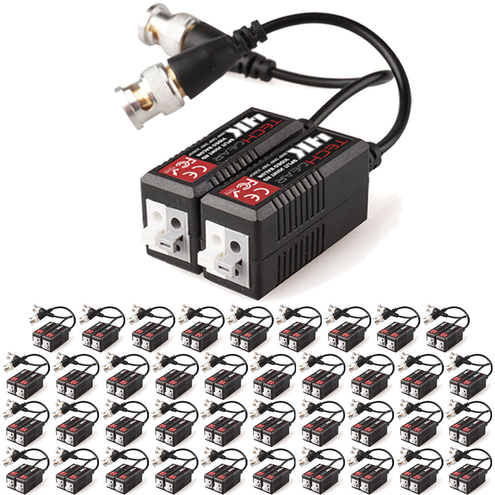 TECHGEAR CCTV Video Balun 4K 8MP BNC to RJ45 Connector, Easy Press-Fit - Passive UTP CAT5/6 Camera Adapter (Multi Pack Pairs)