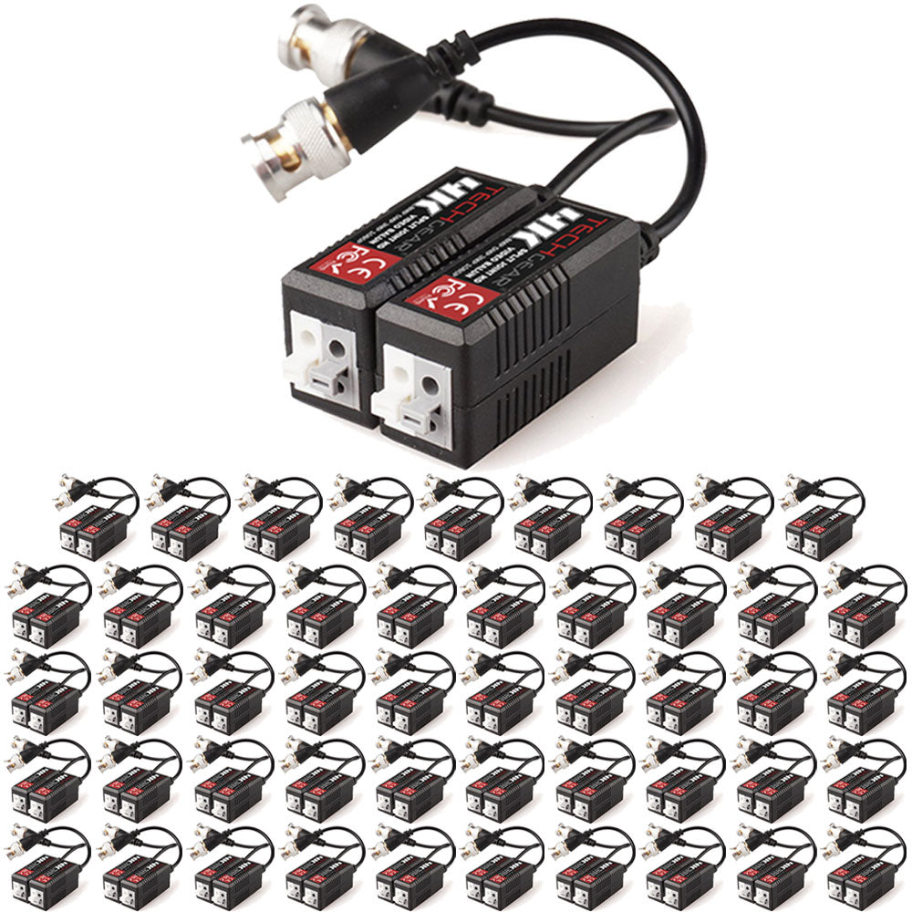 TECHGEAR CCTV Video Balun 4K 8MP BNC to RJ45 Connector, Easy Press-Fit - Passive UTP CAT5/6 Camera Adapter (Multi Pack Pairs)