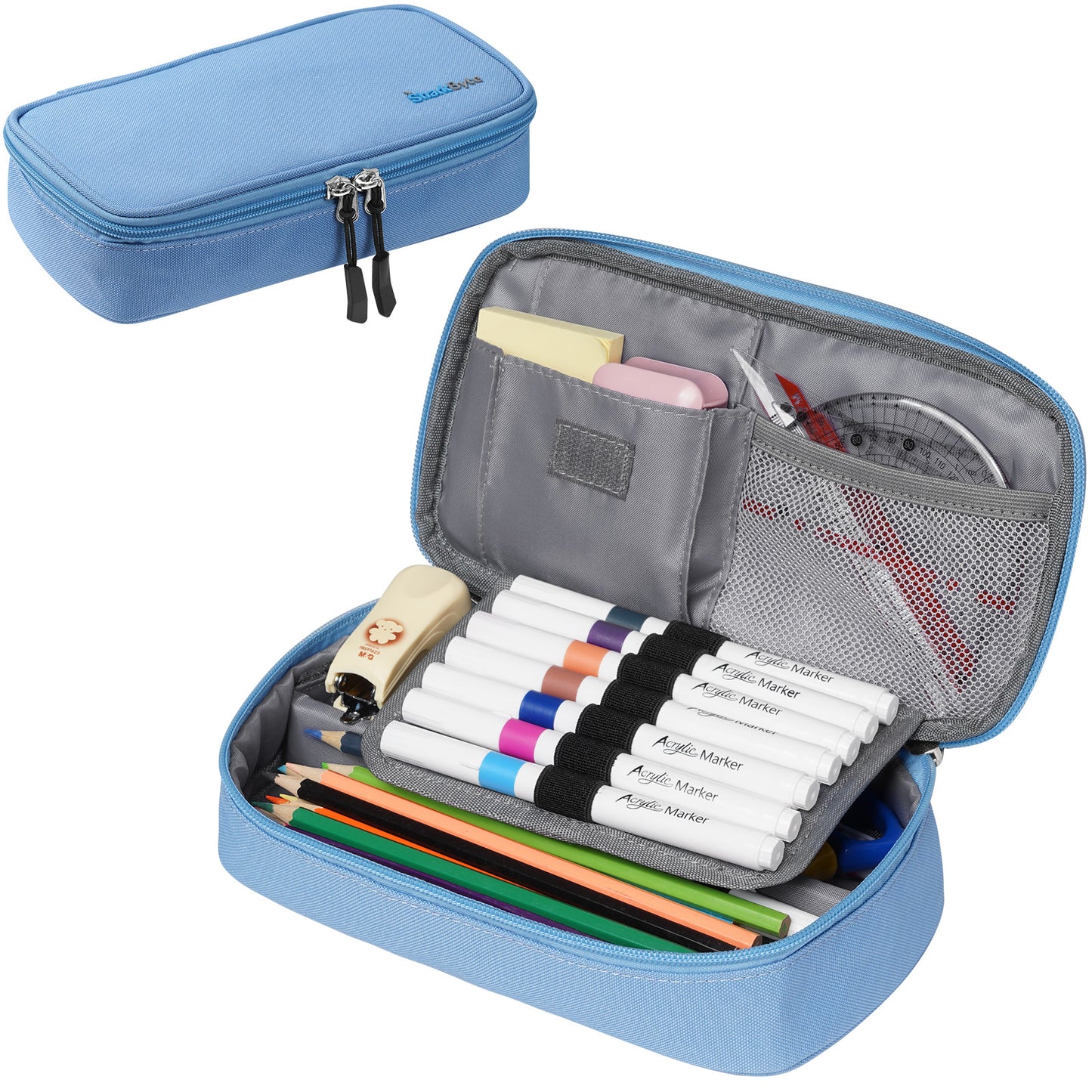 SharkByte Big Pencil Case – Large Capacity Recycled Fabric Stationery Organizer for Students, Teens, Girls & Boys (Available in 11 Colours)