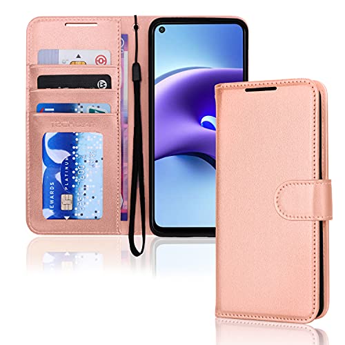 [Wallet Case] Protective Cover with Cash & Card Holder, Stand and Wrist Strap For Oppo RedMi Note 9T 5G