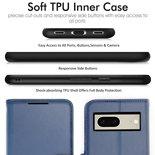 [Wallet Case] Protective Cover with Cash & Card Holder, Stand and Wrist Strap For Google Pixel 7
