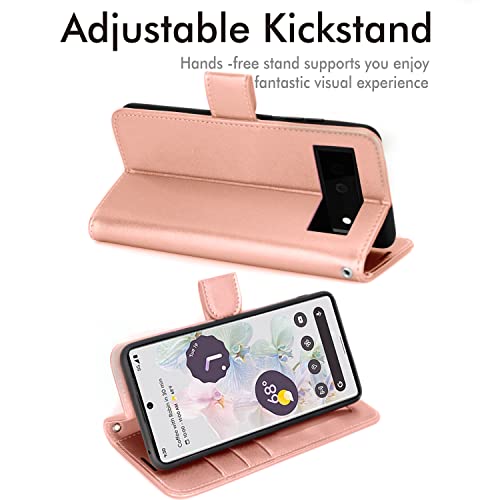[Wallet Case] Protective Cover with Cash & Card Holder, Stand and Wrist Strap For Google Pixel 6