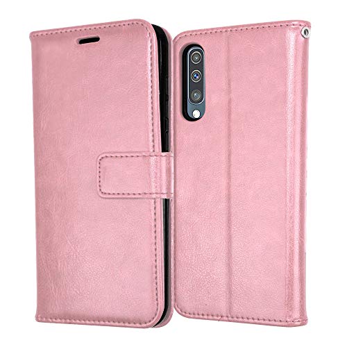 [Wallet Case] Protective Cover with Cash & Card Holder, Stand and Wrist Strap For Samsung Galaxy A50
