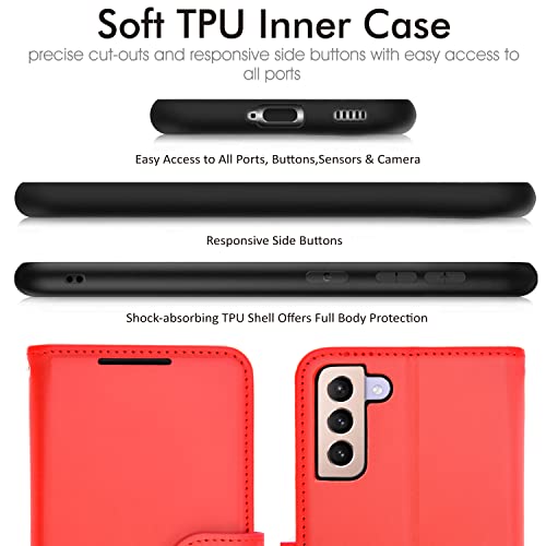[Wallet Case] Protective Cover with Cash & Card Holder, Stand and Wrist Strap For Samsung Galaxy S23 Plus