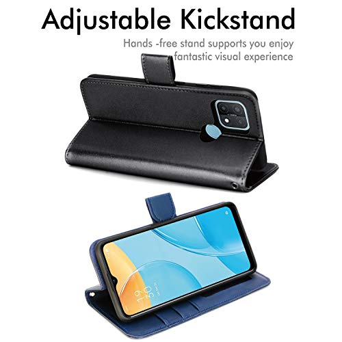 [Wallet Case] Protective Cover with Cash & Card Holder, Stand and Wrist Strap For Oppo A15 / A15s