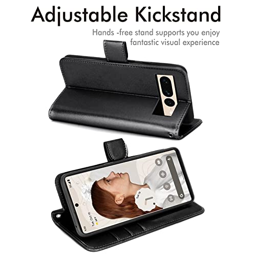 [Wallet Case] Protective Cover with Cash & Card Holder, Stand and Wrist Strap For Google Pixel 7 Pro