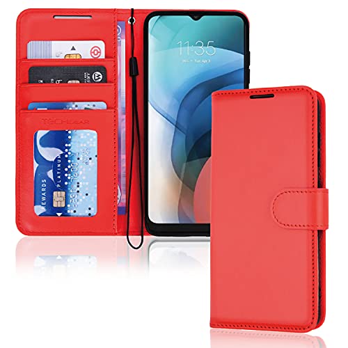 [Wallet Case] Protective Cover with Cash & Card Holder, Stand and Wrist Strap For Motorola Moto E7i Power