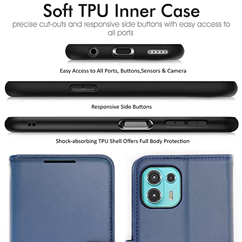 [Wallet Case] Protective Cover with Cash & Card Holder, Stand and Wrist Strap For Motorola Moto Edge 20 Lite