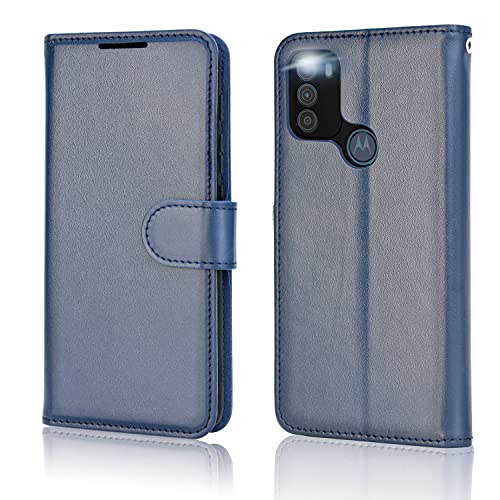 [Wallet Case] Protective Cover with Cash & Card Holder, Stand and Wrist Strap For Motorola Moto G50
