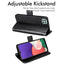[Wallet Case] Protective Cover with Cash & Card Holder, Stand and Wrist Strap For Samsung Galaxy A22 5G