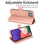 [Wallet Case] Protective Cover with Cash & Card Holder, Stand and Wrist Strap For Samsung Galaxy A22 5G