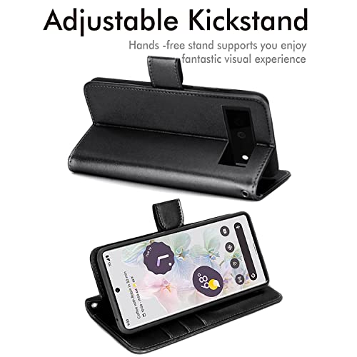 [Wallet Case] Protective Cover with Cash & Card Holder, Stand and Wrist Strap For Google Pixel 6