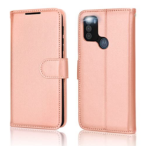 [Wallet Case] Protective Cover with Cash & Card Holder, Stand and Wrist Strap For Motorola Moto G50