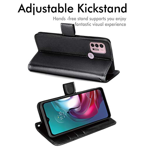 [Wallet Case] Protective Cover with Cash & Card Holder, Stand and Wrist Strap For Motorola Moto G30 / G10