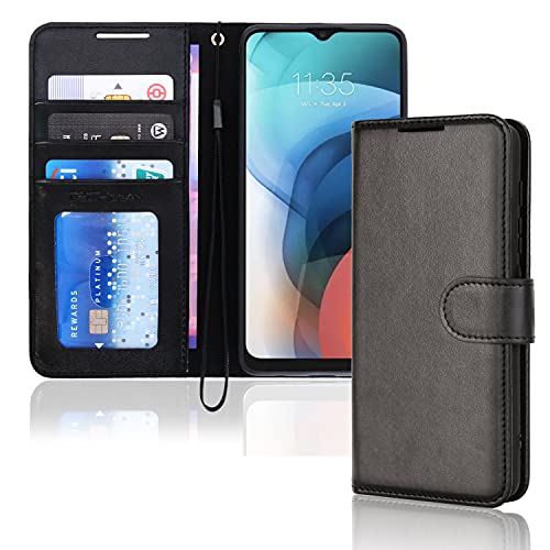[Wallet Case] Protective Cover with Cash & Card Holder, Stand and Wrist Strap For Motorola Moto E7i Power