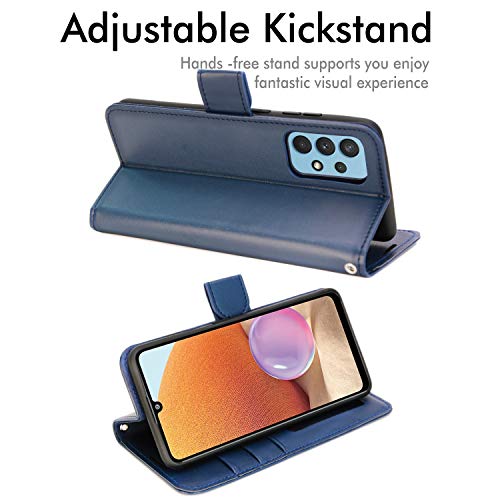 [Wallet Case] Protective Cover with Cash & Card Holder, Stand and Wrist Strap For Samsung Galaxy A32 5G