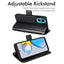 [Wallet Case] Protective Cover with Cash & Card Holder, Stand and Wrist Strap For Motorola Moto E32