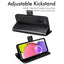 [Wallet Case] Protective Cover with Cash & Card Holder, Stand and Wrist Strap For Samsung Galaxy A03s