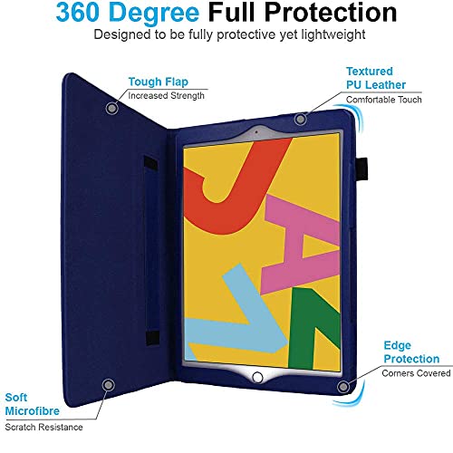 [Folio Case] Smart Cover Stand with Auto Sleep/Wake & Hand Strap For Apple iPad 10.2" 2021 / 2020 / 2019 [9th / 8th / 7th Generation]