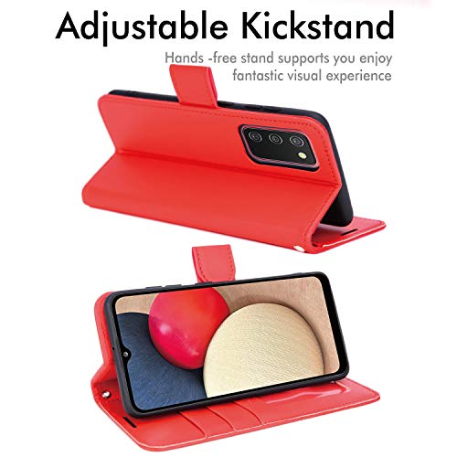 [Wallet Case] Protective Cover with Cash & Card Holder, Stand and Wrist Strap For Samsung Galaxy A02s