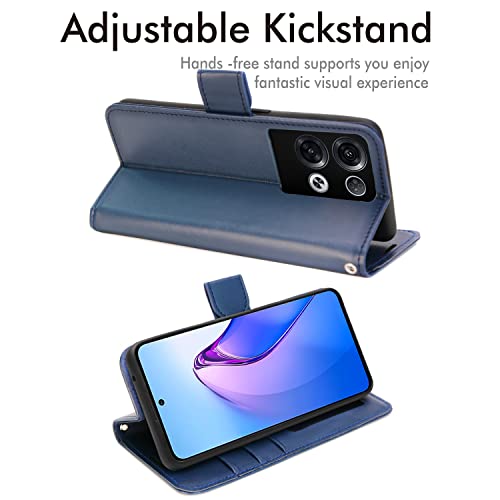 [Wallet Case] Protective Cover with Cash & Card Holder, Stand and Wrist Strap For Oppo Reno 8 Pro 5G