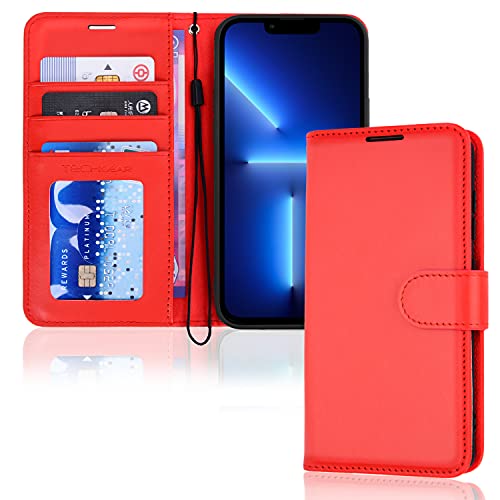 [Wallet Case] Protective Cover with Cash & Card Holder, Stand and Wrist Strap For Apple iPhone 13 Pro Max