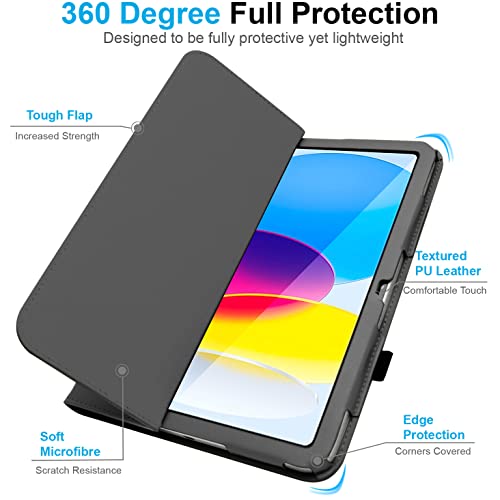 [Folio Case] Smart Cover Stand with Auto Sleep/Wake & Hand Strap For Apple iPad 11th & 10th Generation, iPad 2025 / 2022