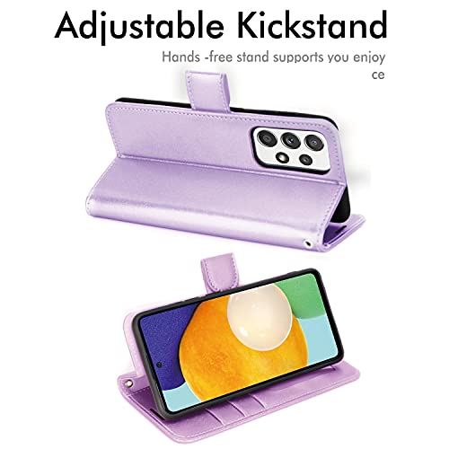 [Wallet Case] Protective Cover with Cash & Card Holder, Stand and Wrist Strap For Samsung Galaxy A52s 5G