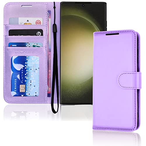 [Wallet Case] Protective Cover with Cash & Card Holder, Stand and Wrist Strap For Samsung Galaxy S23 Ultra