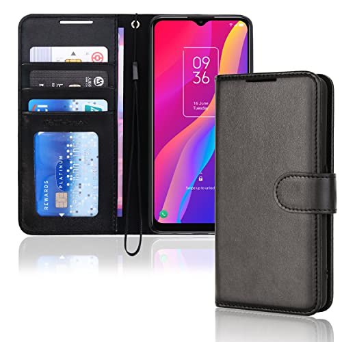 [Wallet Case] Protective Cover with Cash & Card Holder, Stand and Wrist Strap For TCL 306 / TCL 305 / TCL 30 SE