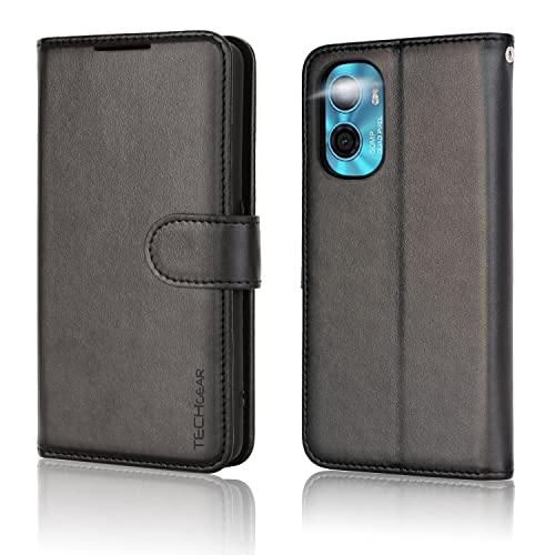 [Wallet Case] Protective Cover with Cash & Card Holder, Stand and Wrist Strap For Motorola Moto E32