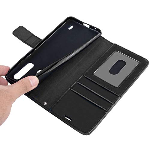 [Wallet Case] Protective Cover with Cash & Card Holder, Stand and Wrist Strap For Motorola Moto G8 Power Lite