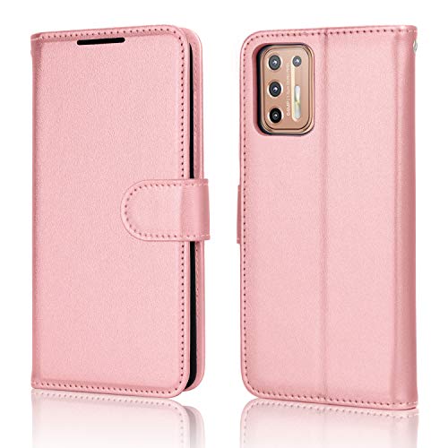 [Wallet Case] Protective Cover with Cash & Card Holder, Stand and Wrist Strap For Motorola Moto G9 Plus