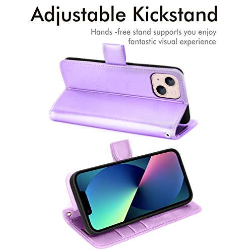 [Wallet Case] Protective Cover with Cash & Card Holder, Stand and Wrist Strap For Apple iPhone 13
