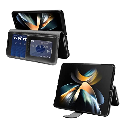 [Leather Wallet Case] Protective Cover with Cash & Card Holder, Stand and Wrist Strap For Samsung Galaxy Z Fold 4