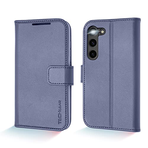 [Leather Wallet Case] Genuine Leather [RFID Blocking] Magnetic Flip Case with Card & Slots and Stand For Samsung Galaxy S23 Plus