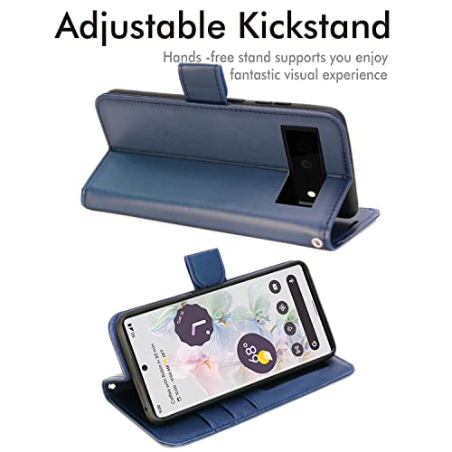 [Wallet Case] Protective Cover with Cash & Card Holder, Stand and Wrist Strap For Google Pixel 6