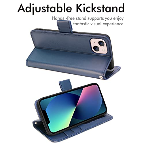 [Wallet Case] Protective Cover with Cash & Card Holder, Stand and Wrist Strap For Apple iPhone 13