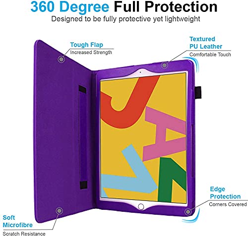 [Folio Case] Smart Cover Stand with Auto Sleep/Wake & Hand Strap For Apple iPad 10.2" 2021 / 2020 / 2019 [9th / 8th / 7th Generation]