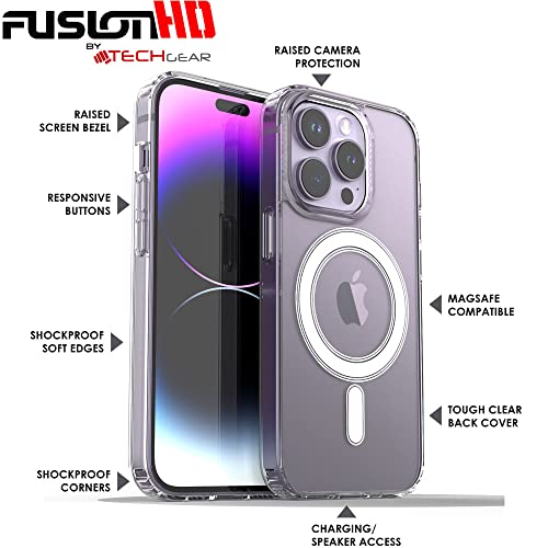 [Fusion HD Case] Shockproof Fused Gel Bumper & Hard Back Slim Clear Cover for iPhone 14 Pro