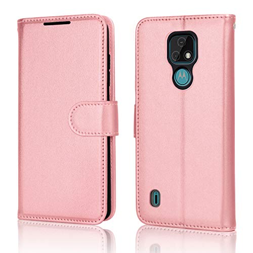 [Wallet Case] Protective Cover with Cash & Card Holder, Stand and Wrist Strap For Motorola Moto E7