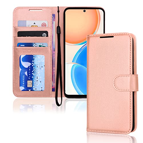 [Wallet Case] Protective Cover with Cash & Card Holder, Stand and Wrist Strap For Honor X8