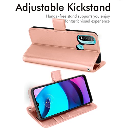 [Wallet Case] Protective Cover with Cash & Card Holder, Stand and Wrist Strap For Motorola Moto E20 / E30
