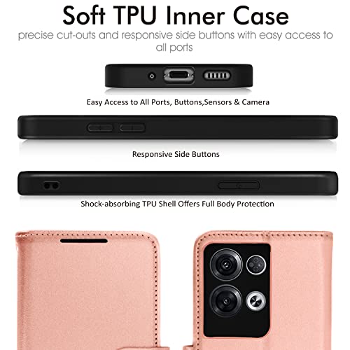 [Wallet Case] Protective Cover with Cash & Card Holder, Stand and Wrist Strap For Oppo Reno 8 Pro 5G