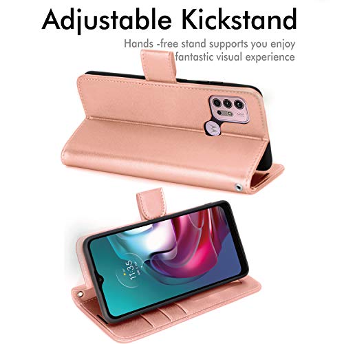 [Wallet Case] Protective Cover with Cash & Card Holder, Stand and Wrist Strap For Motorola Moto G30 / G10
