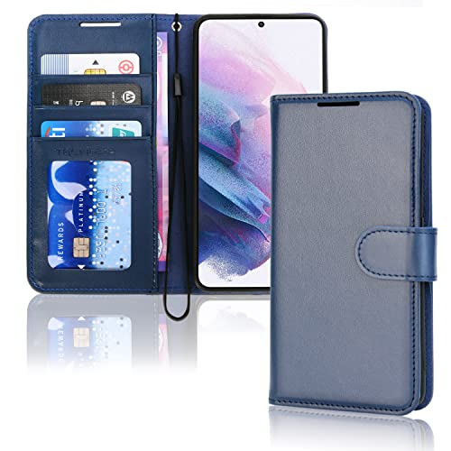 [Wallet Case] Protective Cover with Cash & Card Holder, Stand and Wrist Strap For Samsung Galaxy S22 Plus