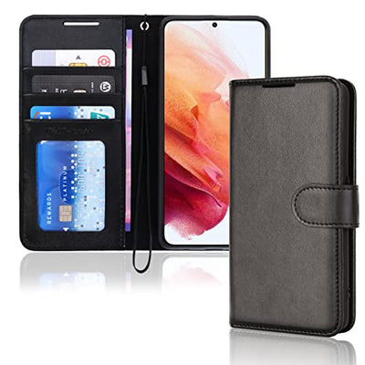 [Wallet Case] Protective Cover with Cash & Card Holder, Stand and Wrist Strap For Samsung Galaxy S23 Plus